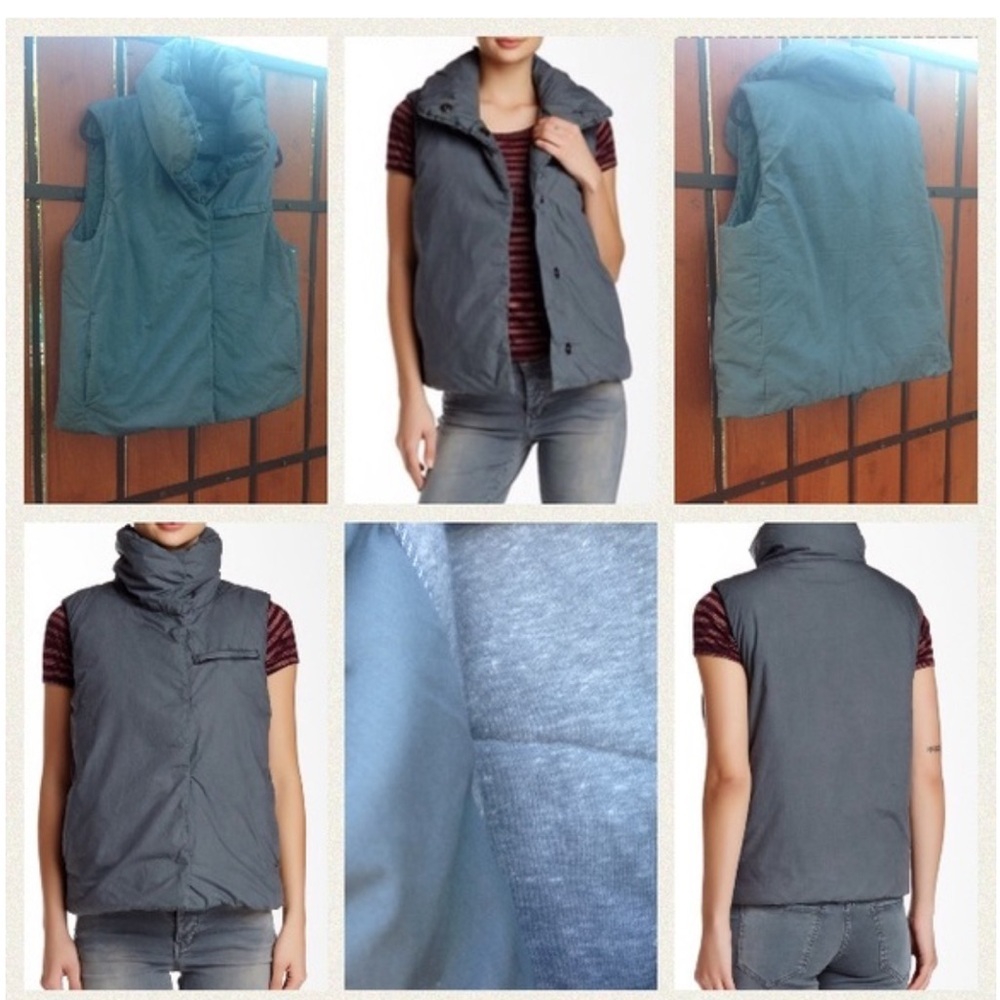 RARE Free People Shark Grey Pillow Puffer Vest Medium Retired Style - Picture 15 of 15